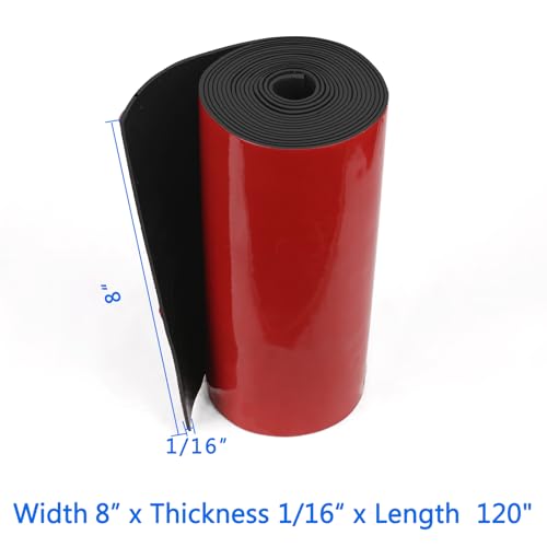 HooTown Adhesive Solid Rubber Strips, Self Neoprene Rubber Sheets Rolls Red - color: 1/16" Thick Adhesive, size: 8” W x 120" L