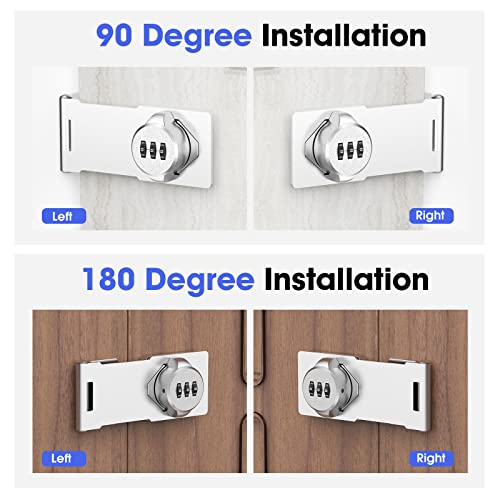 Cabinet Locks with Combination, Hasp Locks, 4 Packs Silver - color: 4 Packs Silver