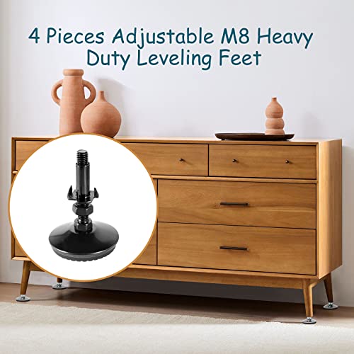 M8 Leveling Feet with 2" Thread Length - Black, 4 Set - color: Black, size: M8 x 50mm