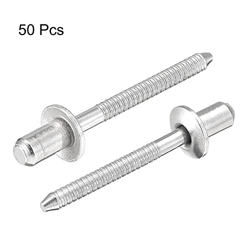 uxcell Blind Rivets, 304 Stainless Steel Pull Rivets Core Decoration Rivets 4.8mm Diameter 8mm Grip Length Close End Silver Tone, 50pcs - size: 4.8mm x 8mm