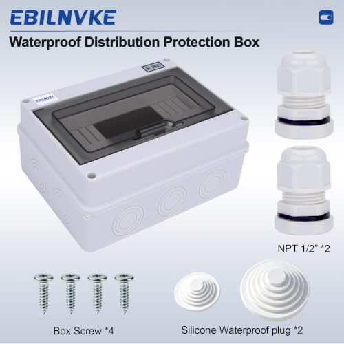 8 Way Circuit Breaker Box, Waterproof Distribution Protection Box - color: HT, size: 8 Way 200x155x92 MM