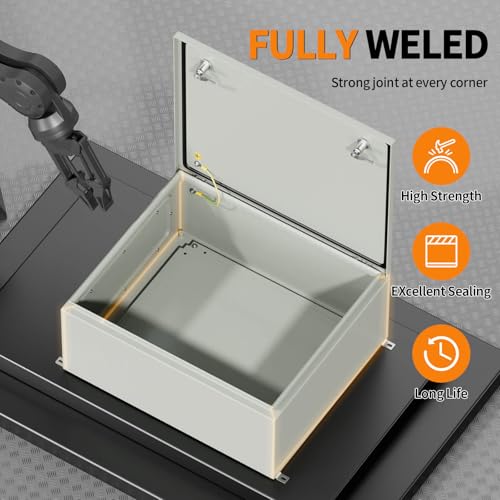 Metal Enclosure, IP65 Waterproof Electrical Box for Indoor and Outdoor Projects, Includes Mounting Plate and Wall Bracket 600×500×250mm (24"×20"×10") - size: 24"×20"×10"