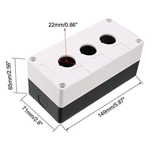uxcell Push Button Switch Control Station Box 22mm 3 Button Hole Waterproof, White and Black