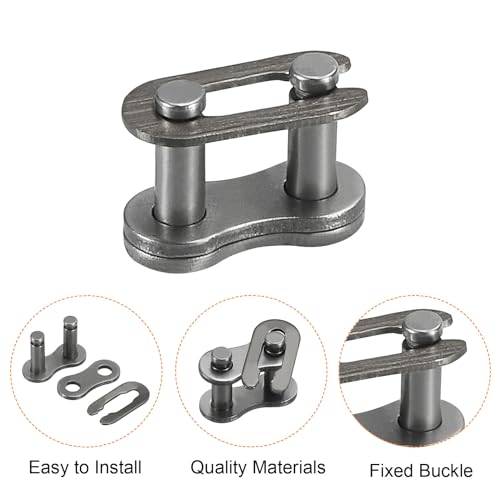 uxcell #25/04C-1 Roller Chain 5 Feet 1/4" Pitch Carbon Steel Roller Chains with 2 Free Master Connector Links for Mini Bikes, Motorcycles, 240 Links - size: 5 Feet