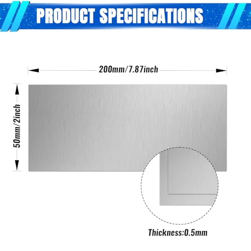 0.5mm Stainless Steel Sheet 2x8 Inch, 430 Magnetic Stainless Steel Plate, 24 Gauge Metal Sheet for Wall, DIY, Crafts, Jewelry, Electrical Repair (2 Pack) - size: 2" x 8"-24 Gauge(0.5mm)