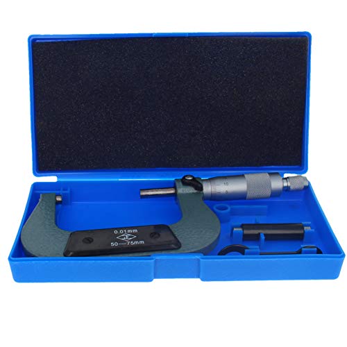 Utoolmart Outside Micrometer Metric 50-75mm 0.01mm Accuracy Metal Precision Measuring Tools for Machinist Engineer, Light Green - size: 50-75mm