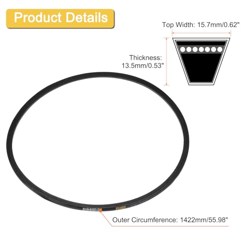 uxcell 5V560 V-Belt, Classic Wrapped Rubber V-Belt 56" Outside Circumference x 0.62" Width x 0.53" Height for Industrial Machinery Equipment, Black - size: 5V560