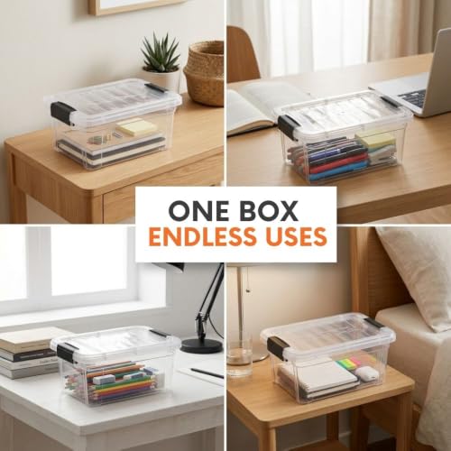 Superio 1.85 Quart Clear Plastic Storage Boxes with Lids, Stackable Organizer Containers, BPA-Free Storage Bins for Home, Office, School & Dorm, 1 Pack - size: 1.85 Quart