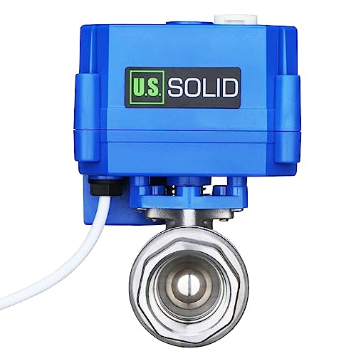 U.S. Solid 3/4 in 304 Stainless Steel Motorized Ball Valve, NSF Certified, Full Port, 9-24 V AC/DC, 3-Wire Latching Self-Hold, Manual Override, Position Indicator - size: 0.75 Inch(with Manual Function)