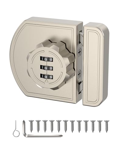 Cabinet Locks with Combination, 180° Sliding Closet Door Lock - color: Nickel