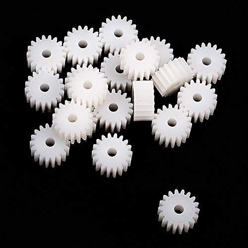 Aicosineg 20Pcs Plastic Gears 18Teeth Model 182.5A(0.09in Hole Diameter 0.39in Outer Diameter 0.19in Thickness) Reduction Gear Plastic Worm Gears for RC Car Robot Motor White
