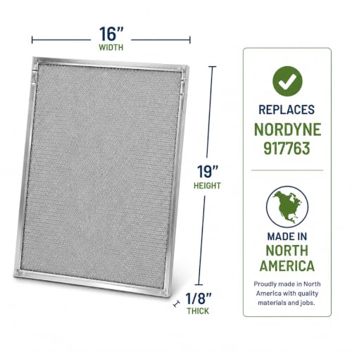 Filter Everything Reusable Air Filter 16x19x1/8, Part Number 917763 Nordyne Replacement, Aluminum HVAC & Furnace Washable Air Filter, Durable & Reusable Premium Replacement Set, 2 Pack - size: 19" x 16" x 1/8"