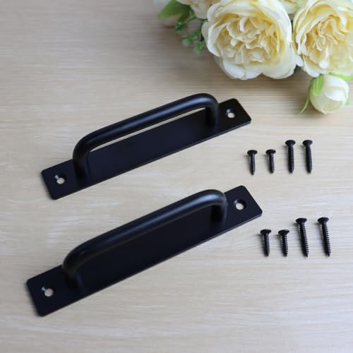 2 Pcs Black Aluminium Alloy Sliding Closet Door Handle - size: 7 Inch