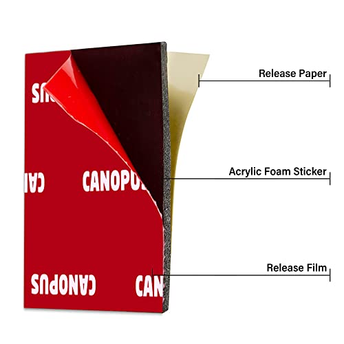 CANOPUS Mounting Square Tape Double Sided, Adhesive Pads Foam Tape, 5952 Roll, 8-PCs 1.5 in x 1.5 in Square Pack, with Box Cutter (1PC) and Razor Replacement (2PCs) - size: 1.5in x 1.5in