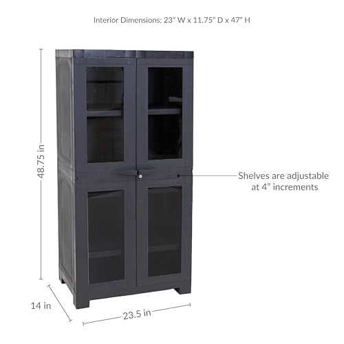 Sunnydaze 48" Garage Storage Cabinet with Locking Doors & Shelves, Charcoal - style: 4-Window - 48.75" H
