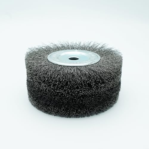 6inch Bench Wire Wheel Brush Set for Bench Grinder - Coarse & Fine Crimped Carbon Steel (0.012in & 0.008in), 1/2in & 5/8in Arbor - Rust, Burr, Paint, and Corrosion Removal (4)