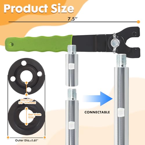 5/8"-11 Angle Grinder Extension Shaft Connecting Rod with Grinder Adjustable Spanner Wrench Flange Nut Set for Bosch Milwaukee Dewalt Makita Metabo Ryobi Black Decker - style: Rod Set