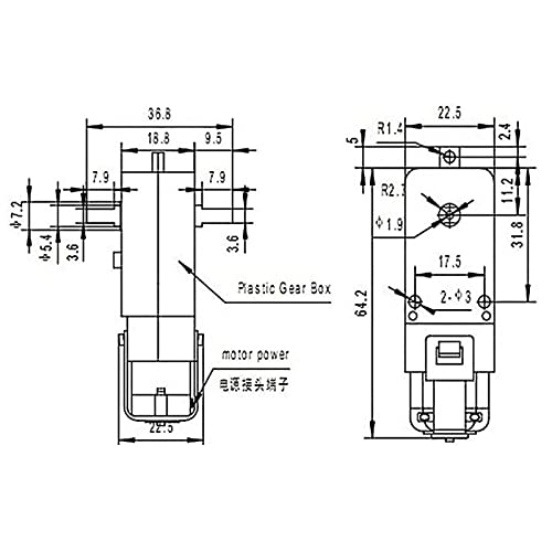 Diann 4pcs TT Motor DC 3-6V Gearbox Motor 200RPM Ratio 1:48 Shaft Motor with 2.54mm Wire for DIY Smart Car Robot - style: 4pcs Motors