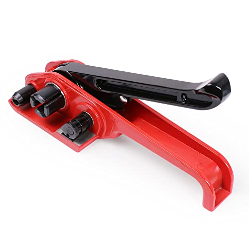 U.S. Solid Banding Strapping Kit Pallet Packaging Tool, 3/4" x 1640' Woven Cord, Polypropylene Composite Banding Coil, 300pcs Metal Buckles, Heavy Duty Tensioner Kit, 2000 lbs Break-Resistant Strength - color: RED