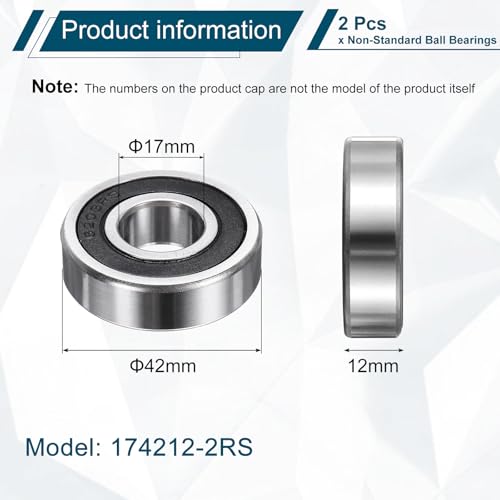 uxcell 2Pcs 174212-2RS Non-Standard Ball Bearings 17mm ID x42mm OD x12mm T - size: 174212-2RS
