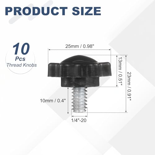 uxcell 10Pcs 1/4"-20 Star Knobs 0.4" Threaded Stud Male Clamping Knobs - size: 1/4"-20, 0.4"