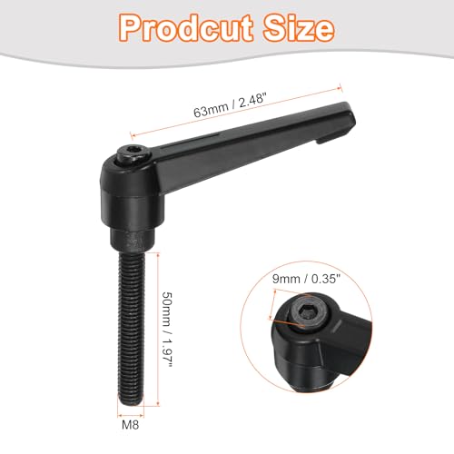 uxcell 1Pcs M8 x 50mm Adjustable Knobs Handle Male Thread Push Button Ratchet Quick Release Locking Rotating Bolt for Lathe Machinery, Black - size: M8 x 50mm
