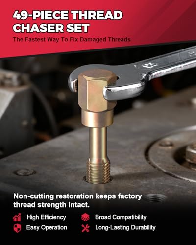 Kolvoii 49-Piece Thread Chaser Set, Metric, UNC & UNF Thread Repair Kit - size: 49 PCS Metric & SAE