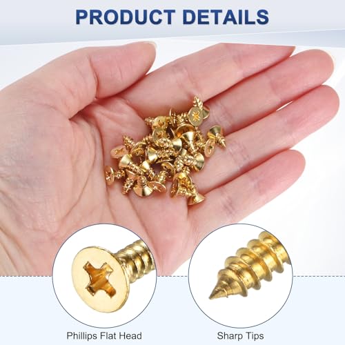 M METERXITY 100-Pack Brass Wood Screws M3.5 x 8mm Phillips Flat Head Self-Tapping Screw Connector Fasteners for Door Hinges/Woodworking/Furniture Repair/Gardening/DIY Crafts Decorative Screws - size: M3.5x8mm