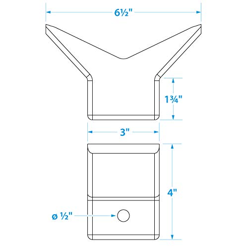 Seachoice Molded Y Bow Stop, Black, Boat Trailer, 3 in. X 3 in. X 1/2 in.