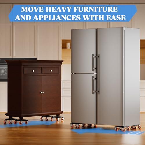 Furniture Movers with Wheels, Upgraded Guardrails for No Slips, Heavy Duty Furniture Dolly, Furniture Sliders with Wheels, Furniture Lifter Tool Included (Orange, 6.3" × 6.3" Pro) - size: 6.3" × 6.3" Pro