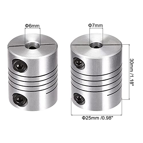 uxcell Motor Shaft 6mm to 7mm Helical Beam Coupler Coupling 25mm Dia 30mm Length - size: 6mm to 7mm