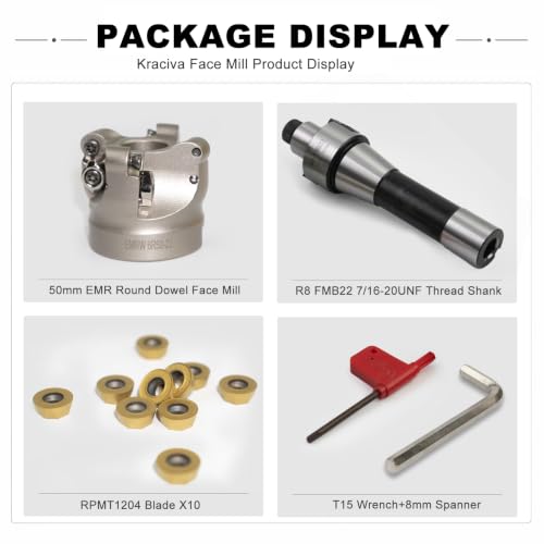 R8 Shank 50mm EMR Round Dowel Face Mill Set - size: 50MM