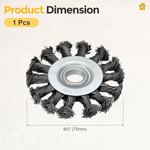 3in Wire Wheels for Bench Grinder, 1/2" Arbor, Carbon Steel - size: 3 inch