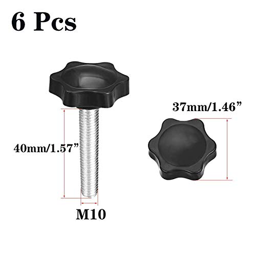 SDY 6 Pcs Clamping Screw Knob,Plastic Hex Clamping Hand Knob Gripandles Screw Knobs Quick Removal Handgrips Star Knob Male Thread(M10-1.5x40mm) - size: M10-1.5x40mm