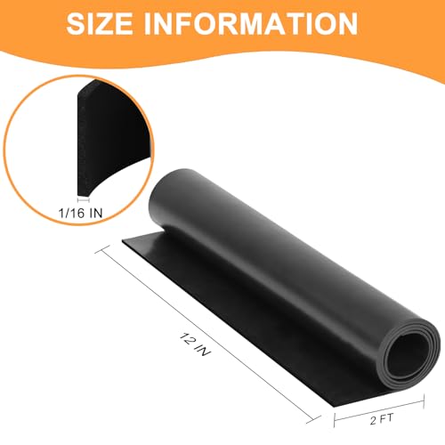 Neoprene Rubber Sheet, Solid Rubber Seal Strips for DIY Gasket Materials, Oil-Resistance, Sound Reduce and Anti-Slip for Flooring, Pads, Bumpers, Supports(12In x 1/16In x 2Ft) - size: 12In x 1/16In x 2Ft, style: No Backing Adhesive