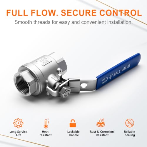 3/4" Female NPT Ball Valve with Locking Handle, 2 Pack - size: 0.75 Inch