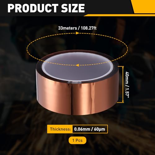 uxcell Heat Tape, 40mm x 33m (108ft) Polyimide Heat Transfer Sublimation Tape No Residue High-Temperature Resistant Tapes for Heat Press Soldering Circuit Board, Brown - size: 40mm x 33m (108ft)