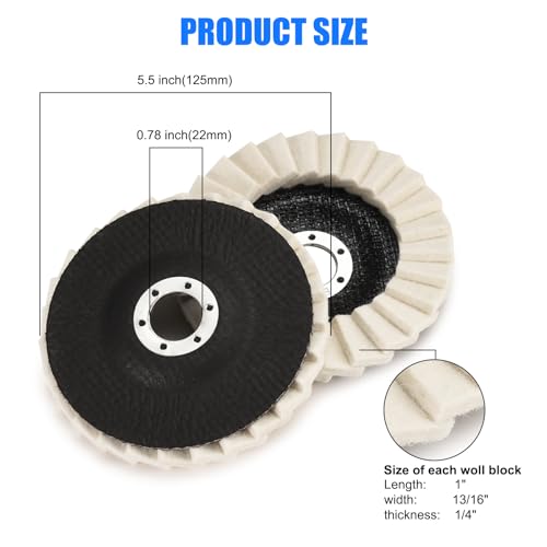 Wool Flap Buffing Wheel Pad for Angle Grinder, 5 Inch, 6 Pack