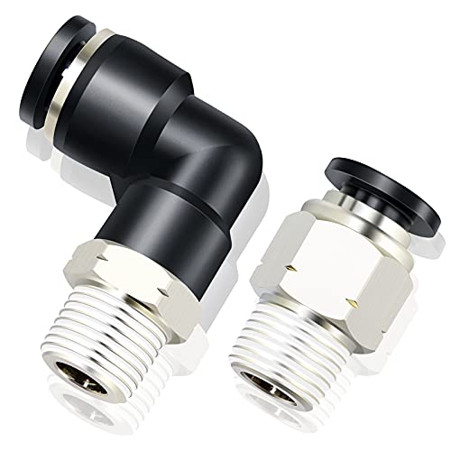 TAILONZ 5/16" x 1/8" NPT Push to Connect Straight & Elbow Fitting Kit 12Pcs - size: 5/16"OD x 1/8"NPT