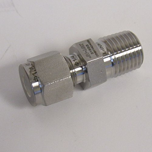 316 Stainless Steel Compression Fitting, 1/4" Tube x 1/4" NPT Male Connector, Twin Ferrule Leak-Resistant Tube Adapter for High-Pressure Applications, ASME B1.20.1 Compliant