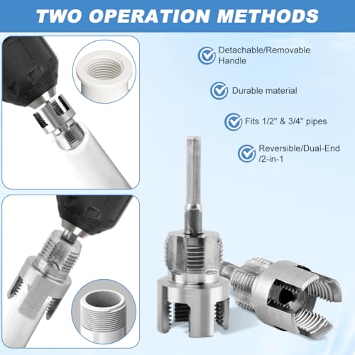PVC Pipe Threading Tool, 1/2" & 3/4" NPT Threader Internal External Die