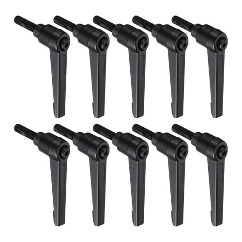 uxcell 10pcs Lever Adjustable Handles M6 x 20mm Metric Male Thread, Level Clamping Handle Hand Stud Knobs Rotating Screw Handles Bolts with Locking Lever, Black - size: M6 x 20mm