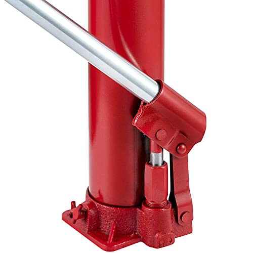 VEVOR 4 Ton Hydraulic Long Ram Jack, Cherry Picker Ram with Single Piston Pump, Manual Engine Hoist Cylinder with Handle and Flat Base, for Garage & Engine Lifting, Red - color: Red