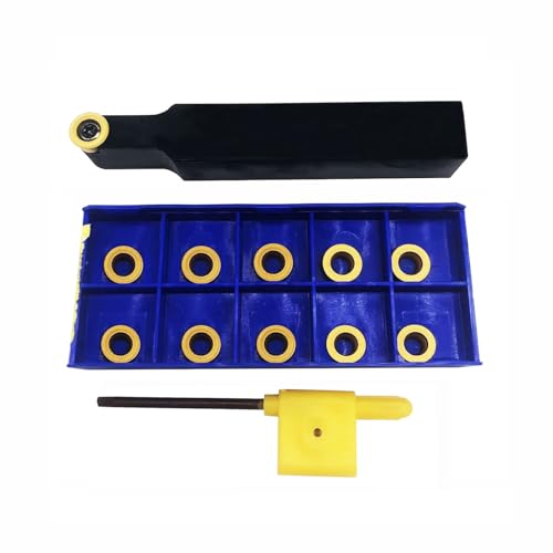 RCMT10T3M0 10pcs Carbide indexable Turning Insert with 5/8" SRDCN1616H10 Lathe Turning Tool Holder for Steel,Stainless Steel (RCMT10T3M0 +SRDCN1616H10) - style: SRDCN1616H10+10psc R5 Yellow
