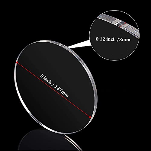 10 Pieces Clear Circle Acrylic Sheet, 1/8" Thickness, 5 Inch Plexiglass Circle Acrylic Disc Transparent Round Acrylic Blank Sign for Name Cards, Cricut Cutting, Painting and DIY Projects - size: 5 Inch