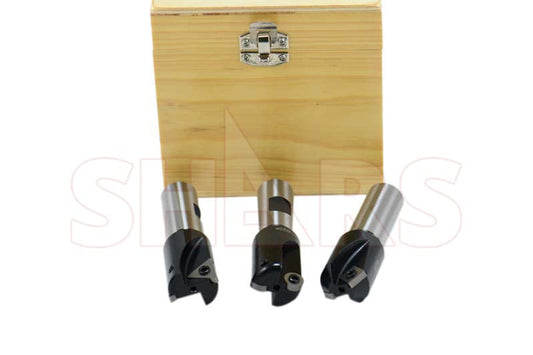 Shars 1" Little Hogger End Mill 3 Pcs Set, 45°, 90° and 3/16R, 3/4'' Shank 404-6700 P[