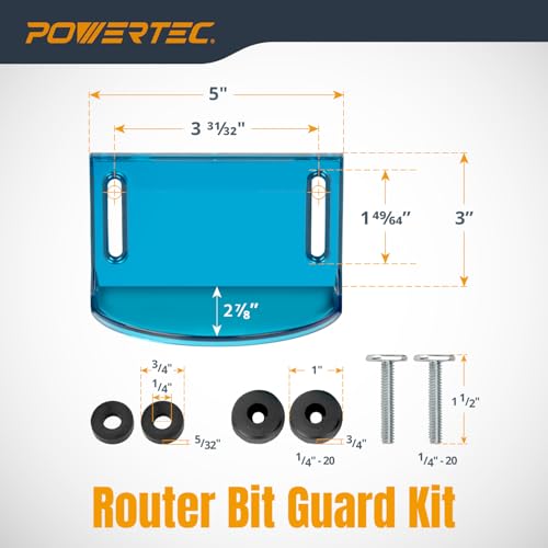 POWERTEC 71538V Adjustable Router Table Bit Guard Kit w/Mounting Hardware for Router Table Fence - color: Full Size Router Bit Guard