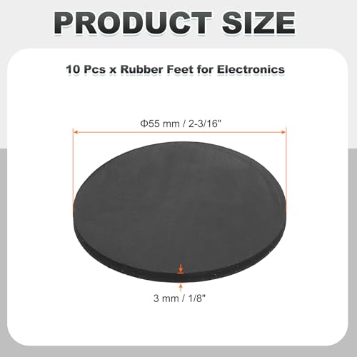 PATIKIL Non Slip Furniture Pads 2-3/16" (55mm x 3mm), 10 Pcs Adhesive Backed Round Rubber Feet Anti-Scratch Rubber Furniture Grippers for Hardwood Floor Electronics Bed Drawers DIY - size: 55mm x 3mm