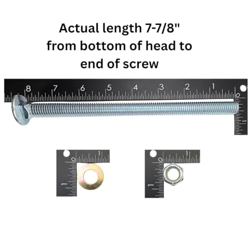 1/2"-13 x 8 Grade 5 Carriage Bolts (4-Pack) – Heavy-Duty Coarse Thread Bolts with Washers and Nylon Lock Nuts – Round Head Square Neck SAE J429 Zinc Clear Finish