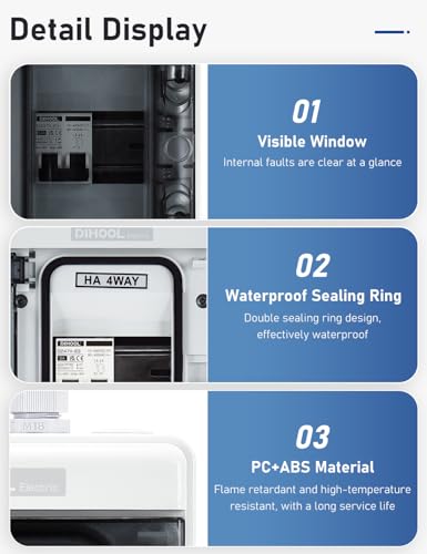 DIHOOL DC AC Disconnect Box Outdoor 30 Amp Breaker Box, Miniature Circuit Breaker with DIN Rail Box 400V